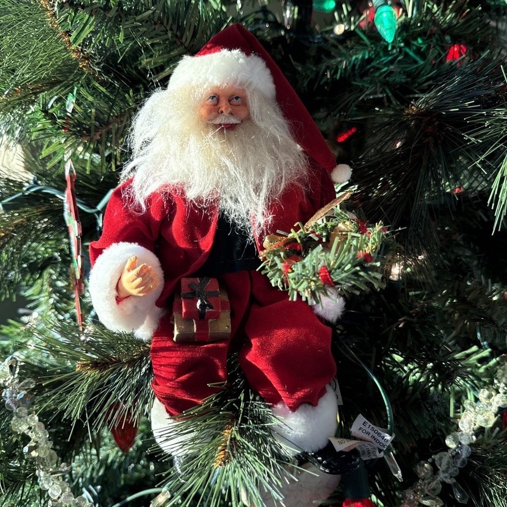 Vintage Animated‎ Santa with Wreath and Presents Ornament **Parts Only**